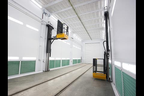 Two Junair pneumatically powered Alfa-Lifts are fitted inside the spray booth.